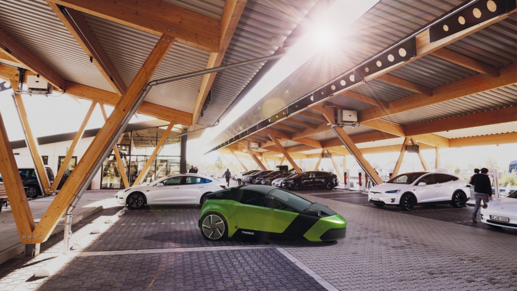 TWIKE at a fast-charging station for quick energy top-up.