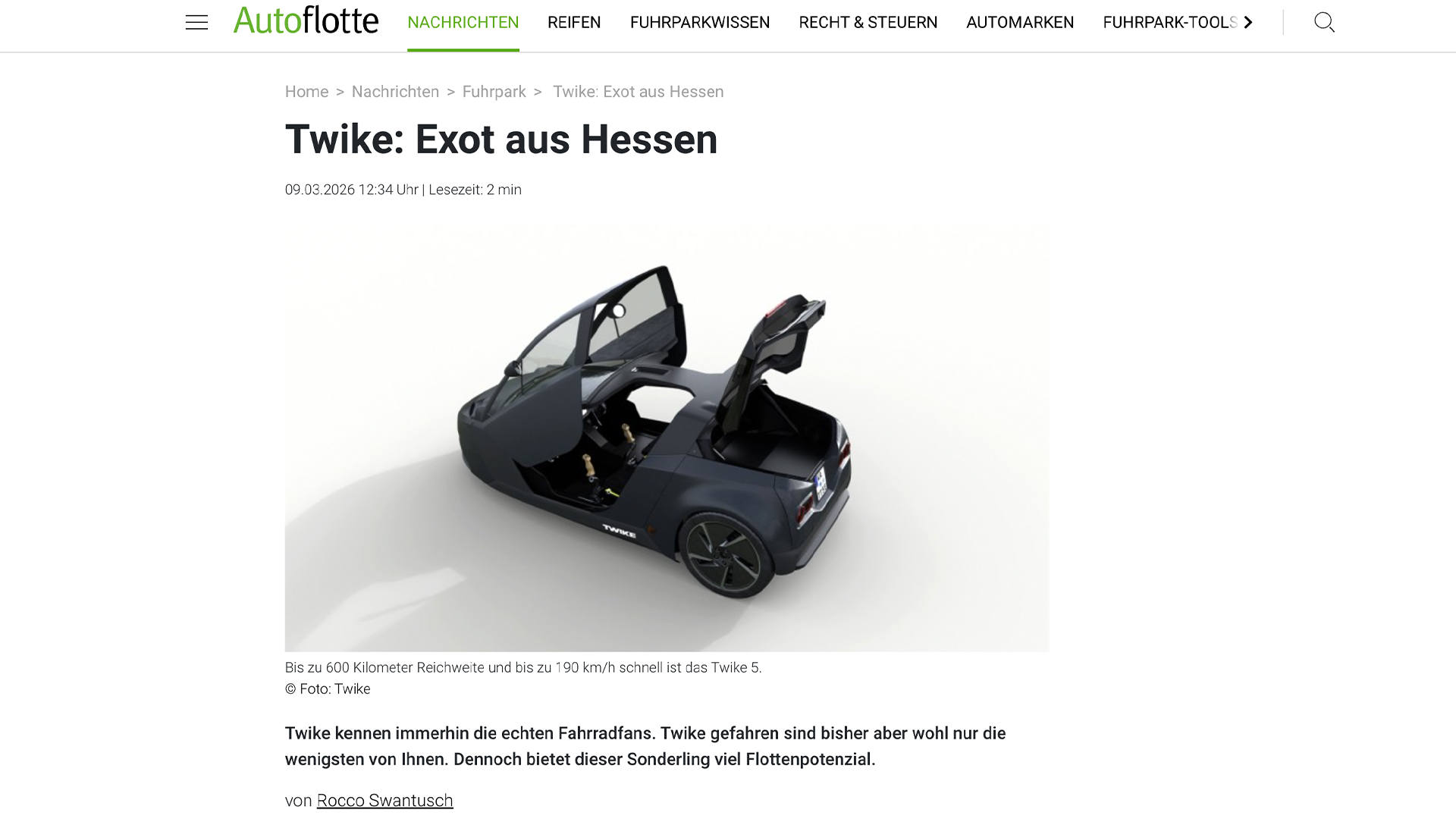 TWIKE dans la presse : "Exotique de Hesse"