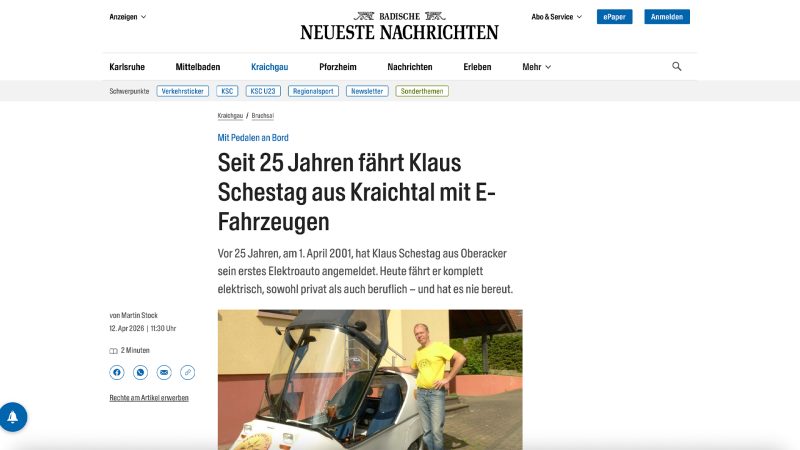 twike-Pilot klaus f&auml;hrt seit 25 Jahren TWIKE