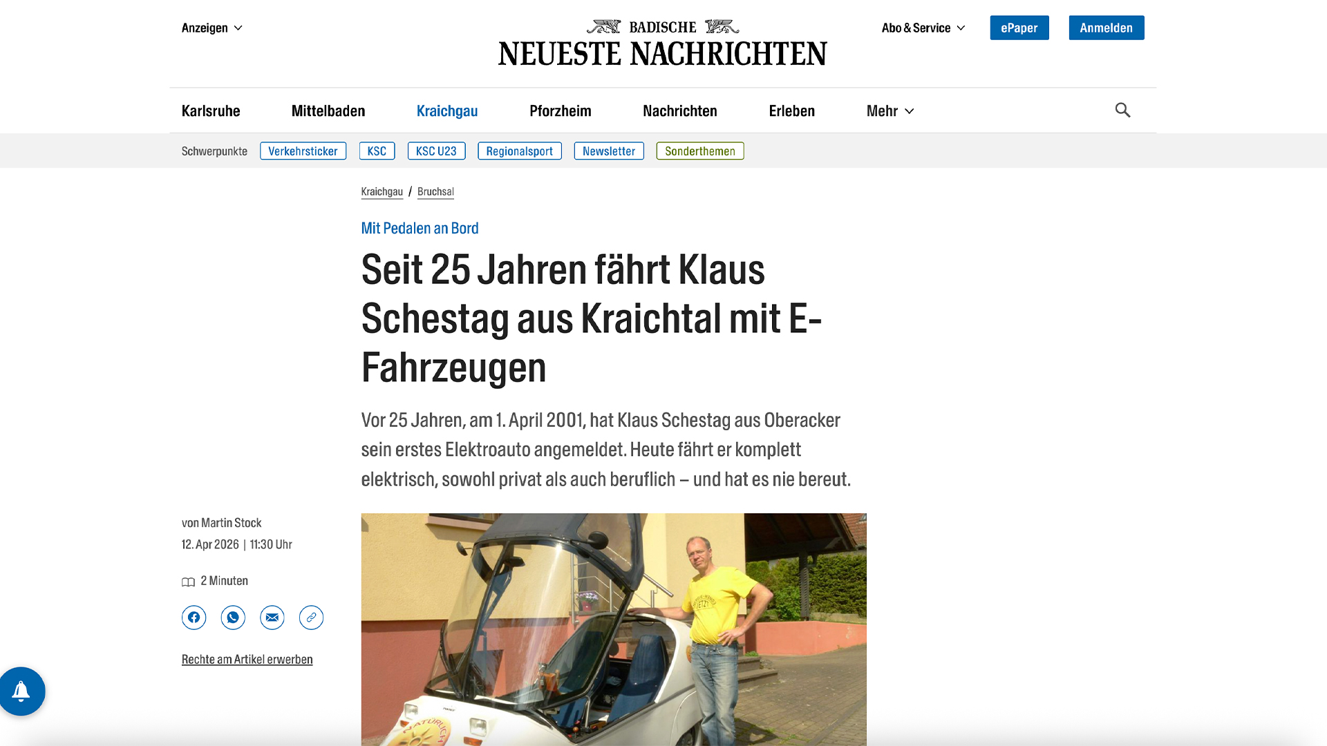 twike-Pilot klaus fährt seit 25 Jahren TWIKE