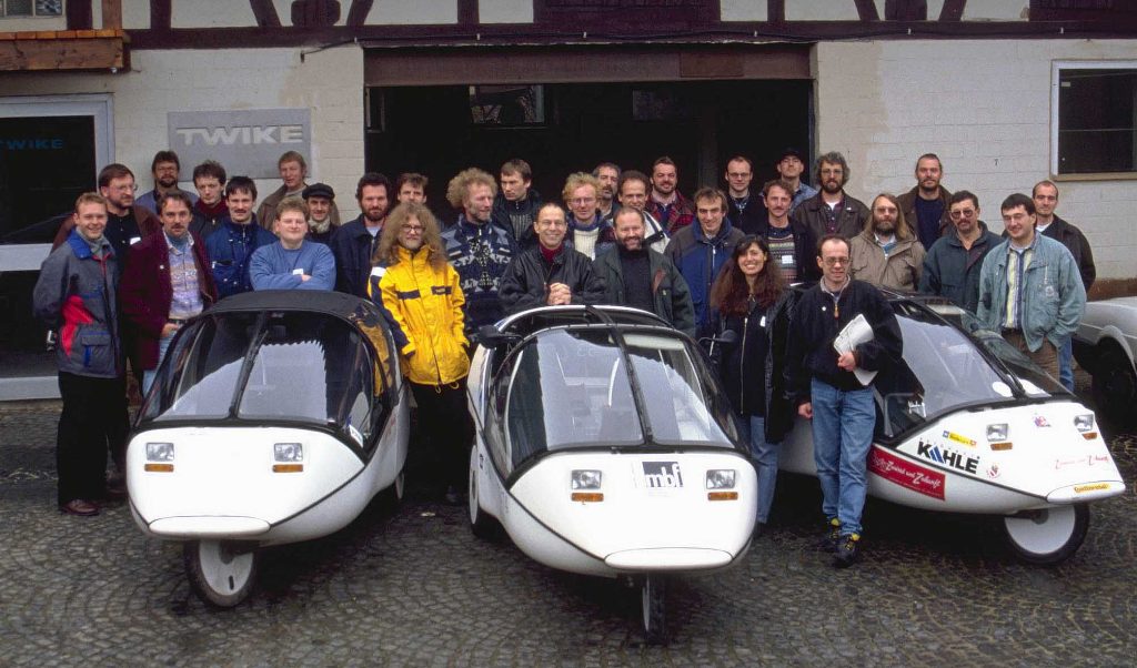 TWIKE partners and drivers gathered with three TWIKE vehicles in Rosenthal